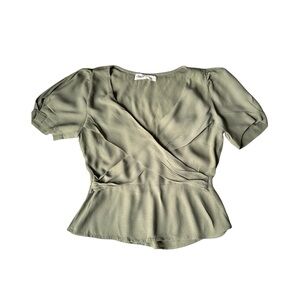 Elodie Olive Green Wrap Women’s Top Size XS